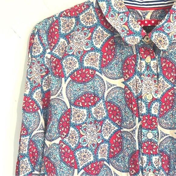 Talbots | Garden Medallion Women’s Pink Blue Petite Button Down Dress Shirt - Picture 10 of 16